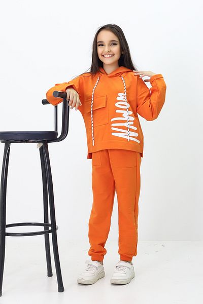 GZT TEKSTİL Momyn Written Girl's Hooded Tracksuit Set