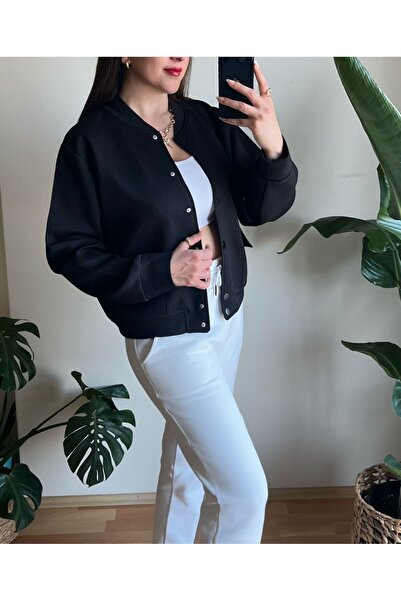 Butik SİYAH JAKAR SCUBA KUMAŞ BOMBER CEKET