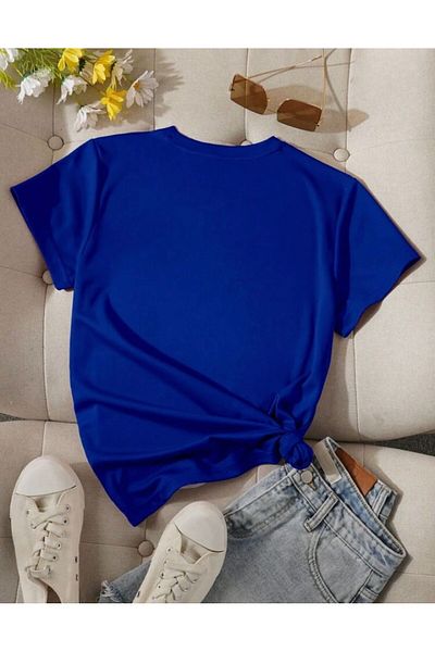 khufu Tricou oversize Blue Love Leopard Heart imprimat cu croială relaxată