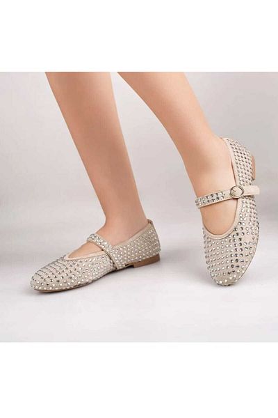 DADWOLF Stylish Mery Ceyn Daily Comfortable Ballerinas with Stones