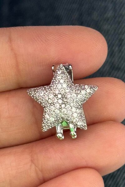 TAKIŞTIR Gümüş Renk Yıldız Figürlü Taş Detaylı Ajda Charm / Kolye/ Bileklik Ucu