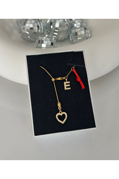 Alis Accessory Harfli kalp asansör kolye