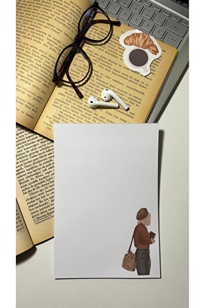 Handeto Kraft Blocnotes A5 fără linii - Caiet de note cu lipici, blocnotes cu lipici, pălărie și carte