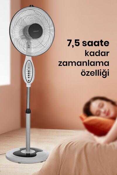 GOLDMASTER Kutup 16 inch Bakır Motorlu Yatay Salınımlı Hız Ve Zaman Ayarlı Uzaktan Kumandalı Ayaklı Vantilatör