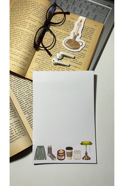Handeto Kraft Cozy Themed Notepad Pull Pull Notebook, Glue Memo Pad, A5 Notebook, Unlined Notebook