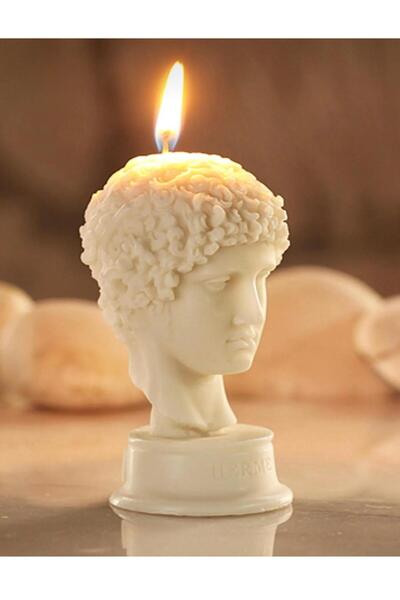 AresMumAtölyesi Dekoratif hediyelik ANTİKHERMES BÜSTÜ mum 9 cm