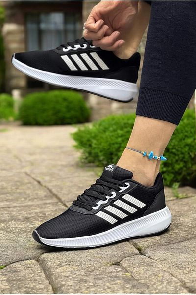 Weynes Unisex Μαύρα Άνετα Αθλητικά Παπούτσια με Τέσσερις Ρίγες Καθημερινά Διχτυωτά WSB4004
