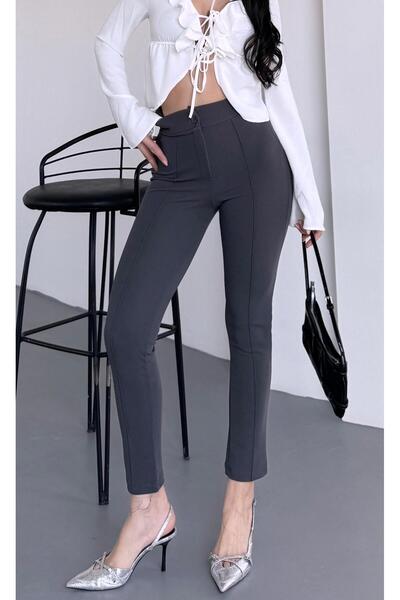 Paw Garage Women's Diane High Waist Recovery Lycra Narrow Leg Grass Fabric Pants