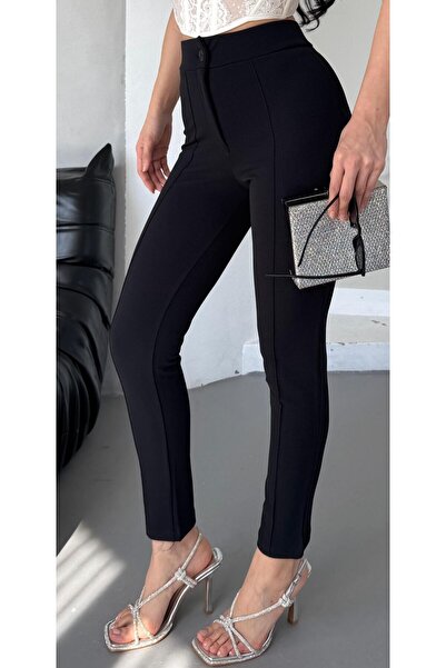 Paw Garage Kadın Diane Yüksek Bel Toparlayıcı Likralı Dar Paça Çimalı Kumaş Pantolon