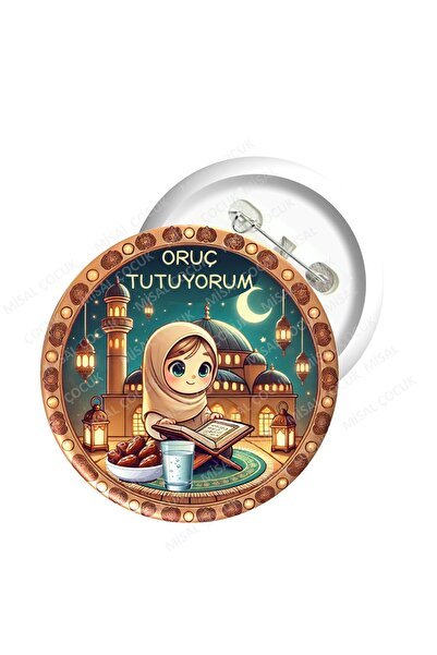 Misal Çocuk Rozet 34 - Oruç Tutuyorum (Kız) (5 ADET)