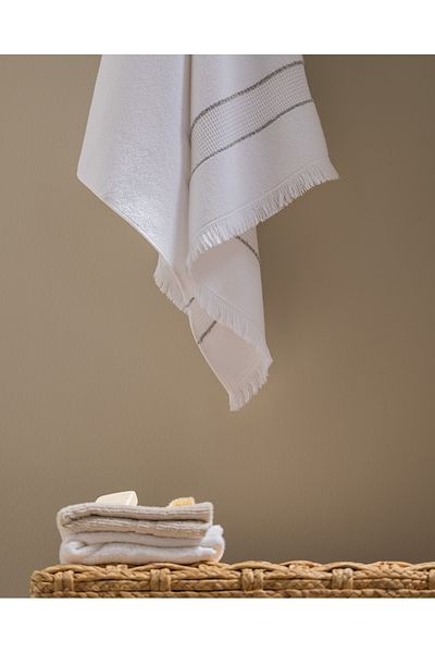 Madame Coco Raya 100% Cotton Bath Towel - White/Grey