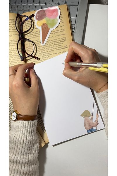 Handeto Kraft Swing Themed Notepad - Check Pluck Notebook, Glue Notepad, A5 Notebook, Unlined Notebook