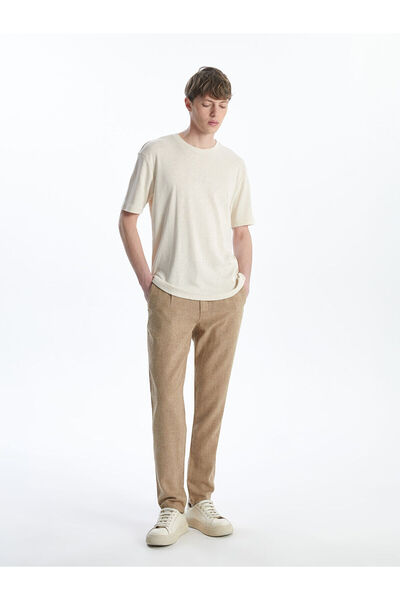 LC Waikiki Nevavm Slim Fit Linen Blend Men's Trousers with Difference