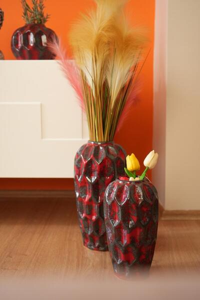 caMekan Ev Dekorasyonu Vazo Seti (3LÜ SET) Salon Aksesuarları Masa Süsü Konso...