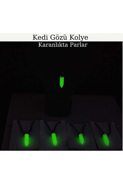 Lio20 Cat's Eye Necklace Unisex Accessory Bijouterie Gift Necklace Green Glowing in the Dark Necklace