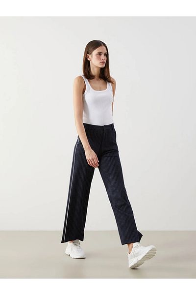 LC Waikiki Lcw Vision Navy Blue Striped Women's Trousers