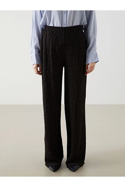 LC Waikiki Lcw Vision Anthracite Women's Textured Pants with Elastic Waist