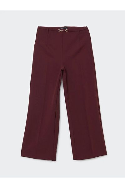 LC Waikiki Lcw Vision Plum Women's Wide-Leg Pants with Zip-Up Waist