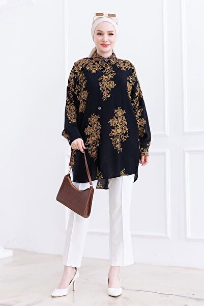 HİFADEN قميص حجاب بأزرار قياسية كبيرة الحجم بنمط شال نسائي