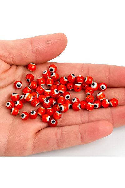 yfhobi 5 Adet - 6 mm Yuvarlak Cam Nazar Takı Aparatı, Turuncu Renk Nazar Bonc...