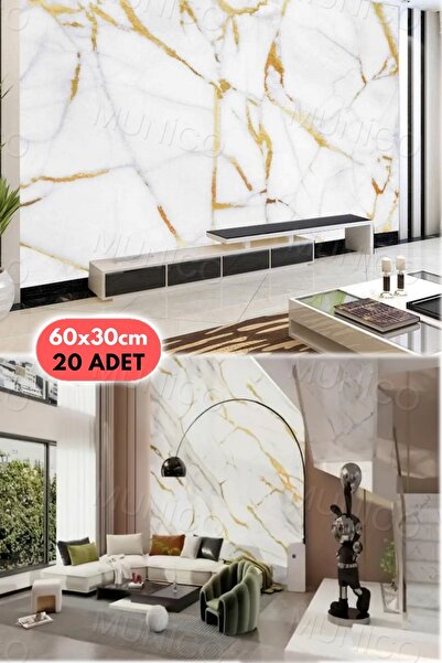 Munico 20 Adet 60x30 Vinil Modern Su Geçirmez Duvar Çıkartmaları Kendinden Ya...