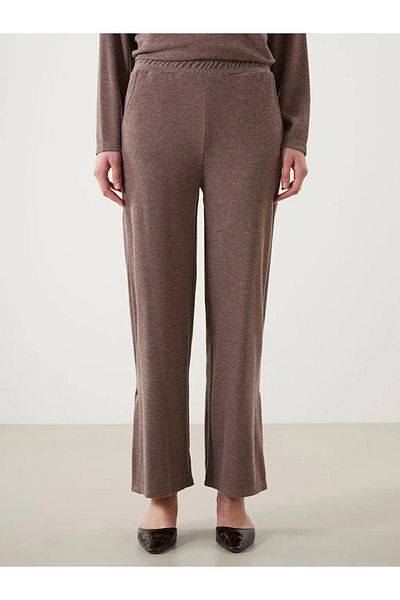 LC Waikiki Lcwaikiki Classic Brown Elastic Waist Wide Leg Women's Trousers