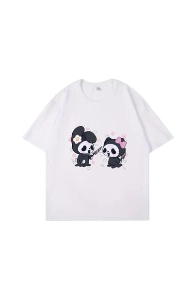 weywot Hello Kitty Death Halloween Couples Λευκό μπλουζάκι Unisex με στάμπα