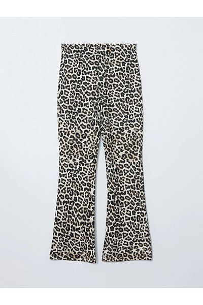 LC Waikiki Lcwaikiki Classic Brown Elastic Waist Leopard Print Women's Trousers
