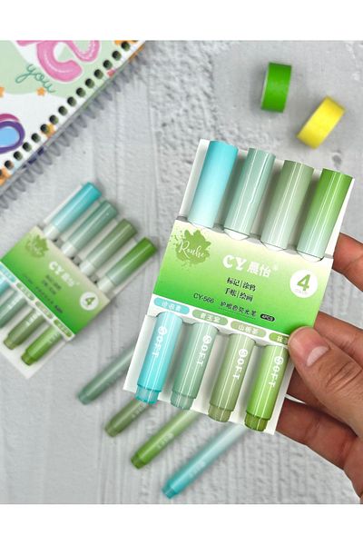 ZeCo Collection Soft Pastel Colored 4-Piece Marker Pen Set Green