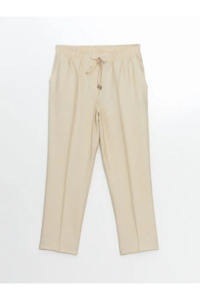LC Waikiki Lcw Modest Beige Elastic Waist Women's Trousers