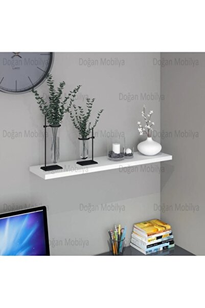 AGT Duvar Rafı Parlak Beyaz 100 x 25 Ebatında Mdf Gizli Bağlantılı Uçan Raf