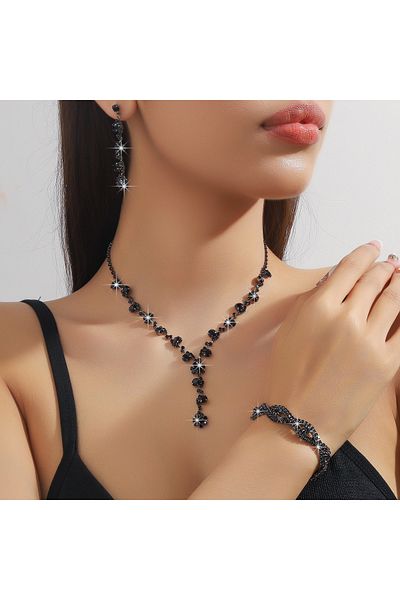 Choice 808095-مجموعة مجوهرات نسائية مكونة من 4 قطع على شكل عباد الشمس وسلسلة نحاسية على شكل مخلب أسود