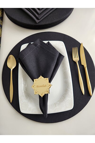 Runner Supla Home 6 قطع من حلقات منديل بليكسي ذهبية مخصصة لرمضان