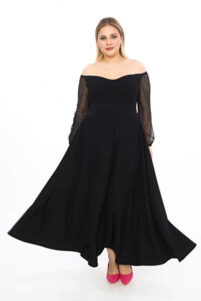 angelino butik Kayık Yaka Prenses Öpücük Yaka Carmen Abiye Elbise ND609