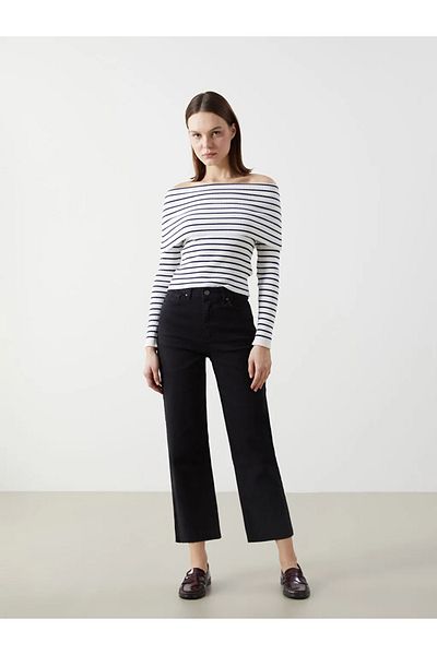 LC Waikiki Xside Black High Waist Wideleg Women's Jean Pants
