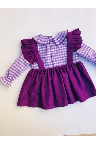 TINY BEAR Girl's Checkered Shirt Dress