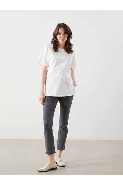 LC Waikiki Pantaloni de jeans pentru femei LCWAIKIKI Classic Gri Straight Fit