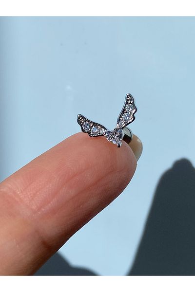 kurukafagift Piercing with Stones - Tragus Helix Lobe Cartilage Bat Steel