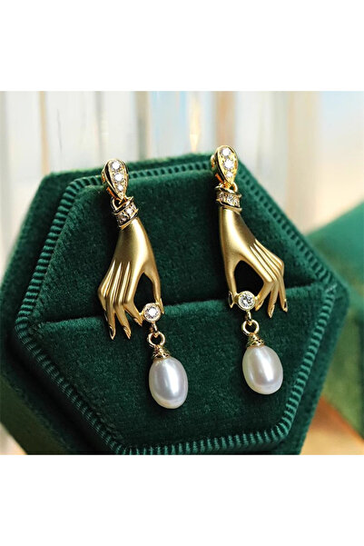 Choice E3555 Huitan Novel Design Hand with Imitation Pearl Dangle Earrings fo...