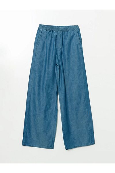 LC Waikiki Lcw Modest Indigo Elastic Waist Wideleg Women's Jean Pants