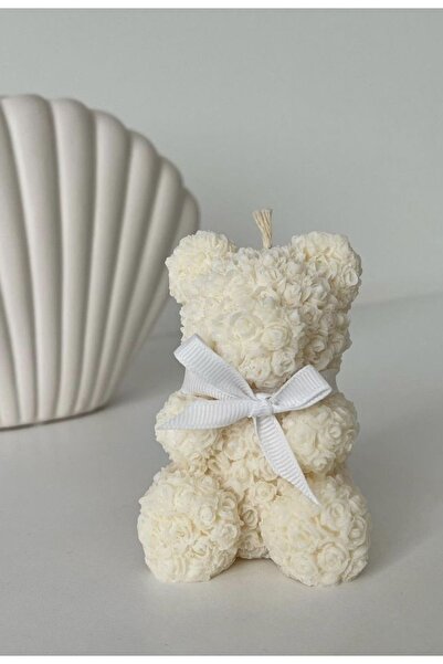 mumeleven Ayıcık Soya Mumu | Çiçek Kabartmalı | 10*6 cm