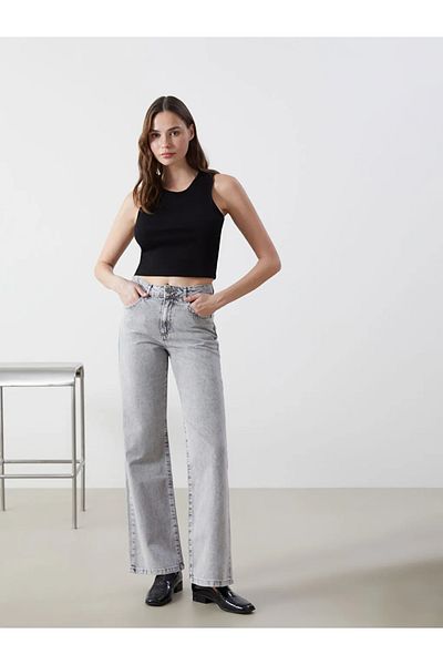 LC Waikiki Lcw Jeans Gray Wideleg Women's Jean Pants