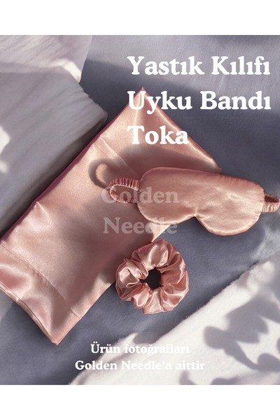 Golden Needle Husă de pernă din satin de mătase de calitate 50x70, bandă de dormit din satin de mătase, cataramă roz pudrat