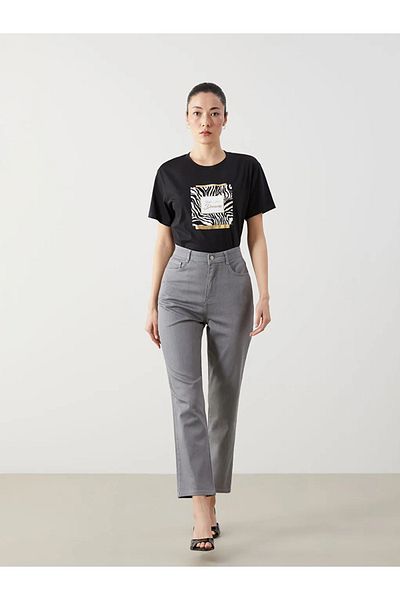 LC Waikiki Lcw Eco Gray Straight Fit Women's Jean Trousers
