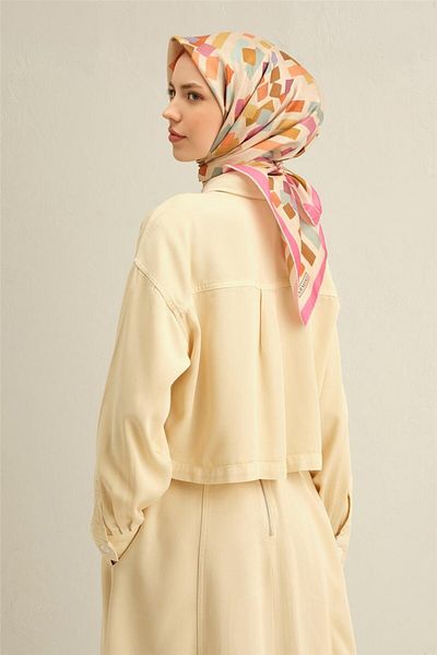 Armine Patterned Pure Silk Twill Scarf Model: 9341-33