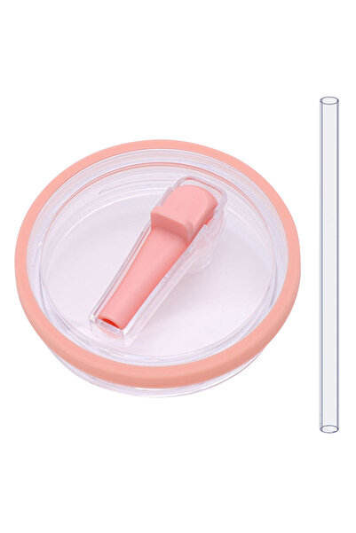 APWIKOGER غطاء بديل مقاوم للانسكاب بغطاء قش قابل لإعادة الاستخدام سعة 40 أونصة من اللون الوردي، مقاوم للرش