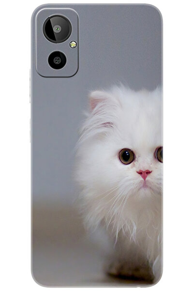 General Mobile GM 23 SE (G314) Uyumlu Kılıf Desen Baskılı Silikon Beyaz Kedi ...