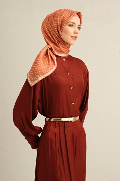 Armine Monogram Desenli Saf İpek Twill Eşarp 9345D 05