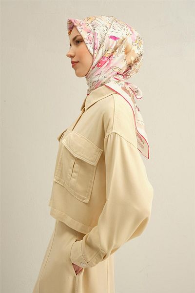 Armine Patterned Pure Silk Sura Scarf 9349- 34