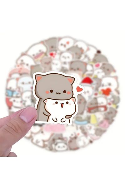 Major Selection 50 τμχ Αυτοκόλλητα Cute Peach Cat, Σετ αυτοκόλλητων Laptop Notebook Tablet Σετ αυτοκόλλητων